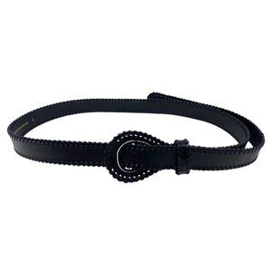 Anthropologie Black Scalloped Leather Belt